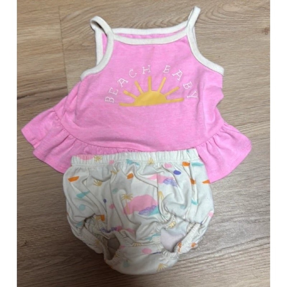 Cat & Jack Baby Girls Pink Beach Baby Sun Peplum Top and Bloomers Set 3-6M